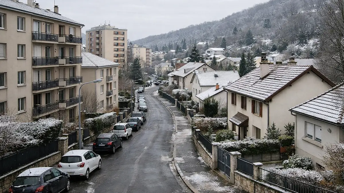 Rue résidentielle à Besançon avec immeubles et maisons