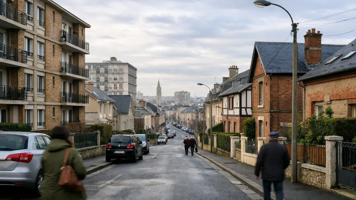 Rue résidentielle au Havre avec immeubles et maisons