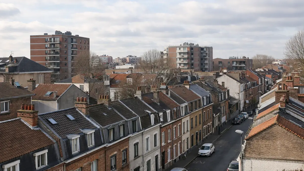 Quartier résidentiel à Lille avec maisons et immeubles