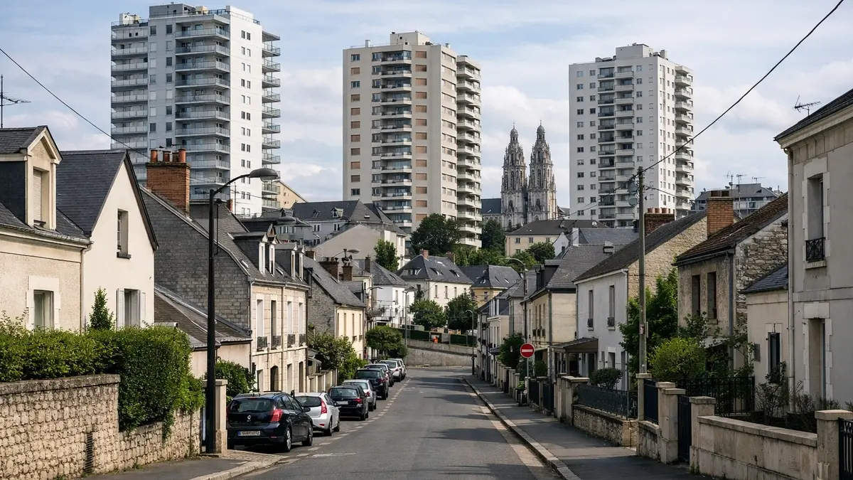 Vue d’un quartier résidentiel à Tours