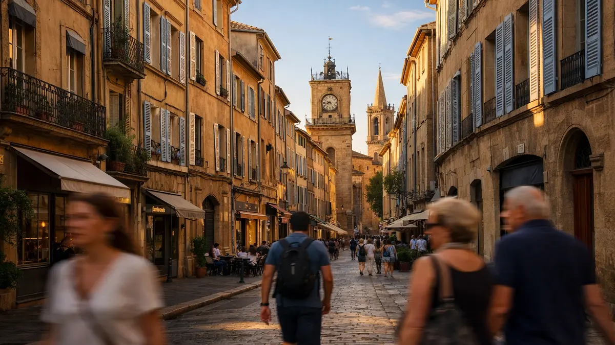 Rue du centre d’Aix-en-Provence illustrant le marché immobilier