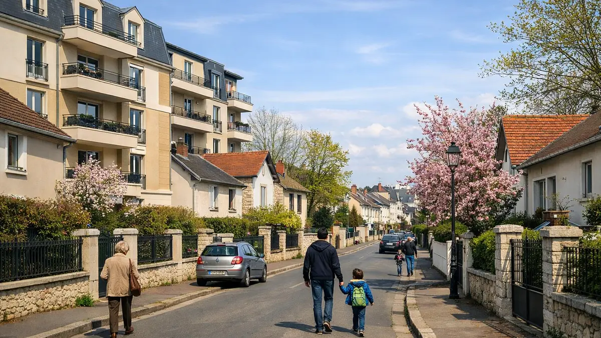 Rue résidentielle à Orléans avec immeubles et maisons