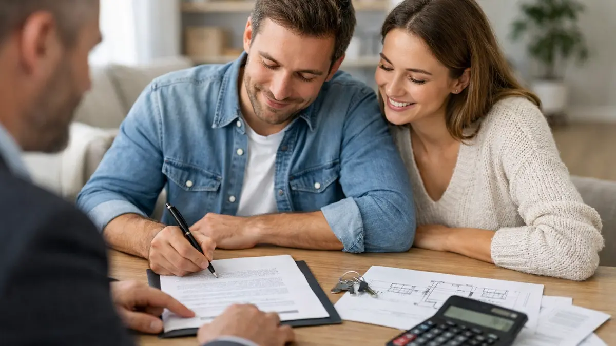 Couple signant un dossier de prêt immobilier avec PTZ