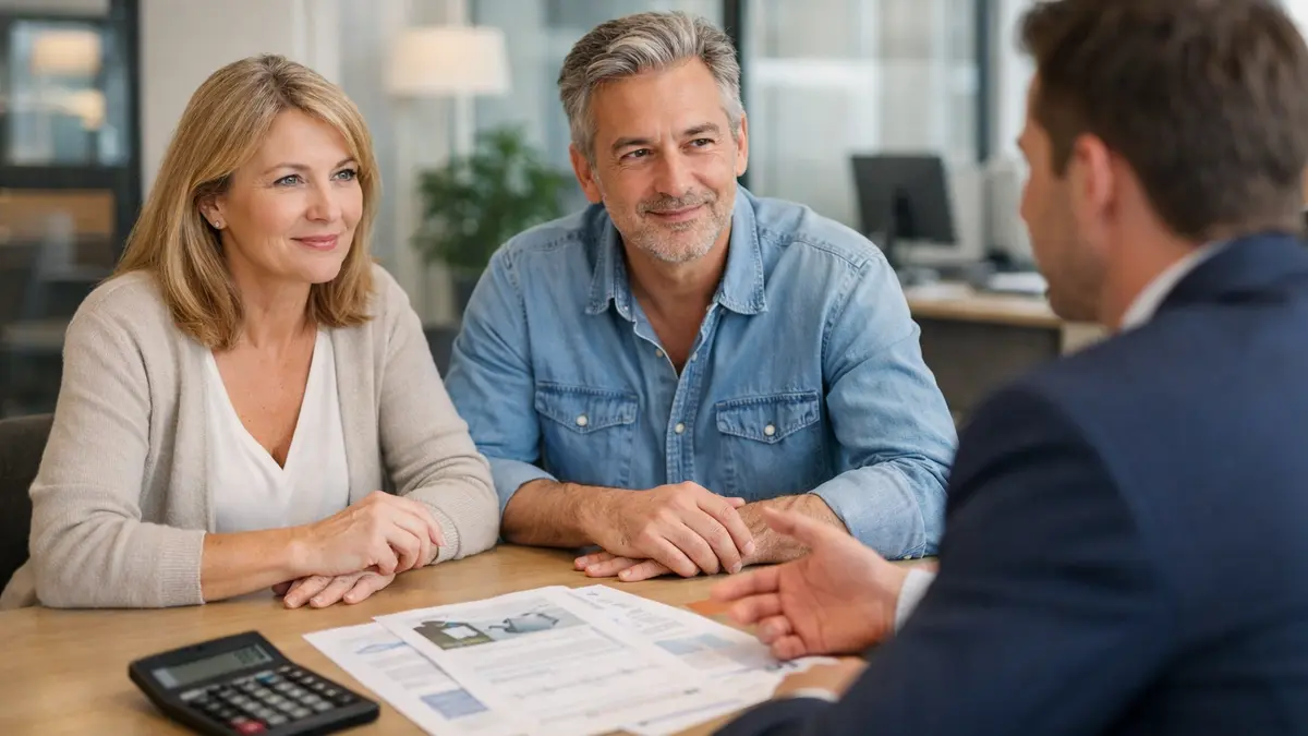 Un couple échange avec un conseiller sur un prêt immobilier