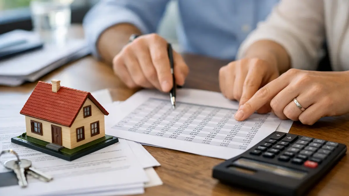 Documents de pr&ecirc;t immobilier et mod&egrave;le de maison sur un bureau